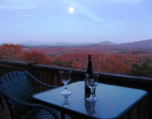 Romantic full moon views from Bella Vista II at Pinnacle Cabin Rentals.